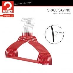 MAWA Silhouette Ultra Thin, 42-FTU, Pant Bar/Skirt Hook Hanger, Red