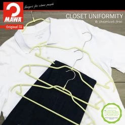 MAWA MAWA HANGERS Silhouette Ultra Thin, 42-FTU, Pant Bar/Skirt Hook Hanger, Yellow