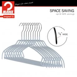 MAWA MAWA HANGERS Silhouette Ultra Thin, 42-FTU, Pant Bar/Skirt Hook Hanger, Silver