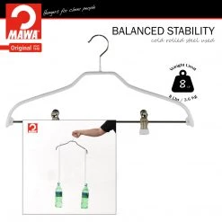 MAWA Silhouette, 40-FK, Pant Bar With Two Clips, White MAWA HANGERS