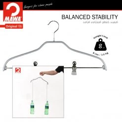 MAWA Silhouette, 40-FK, Pant Bar With Two Clips, Silver MAWA HANGERS