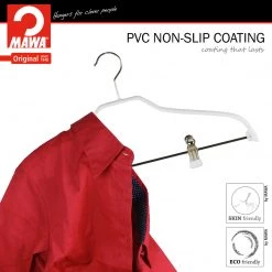 MAWA Silhouette, 40-FK, Pant Bar With Two Clips, White MAWA HANGERS