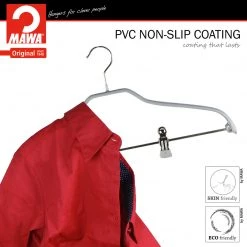 MAWA Silhouette, 40-FK, Pant Bar With Two Clips, Silver MAWA HANGERS