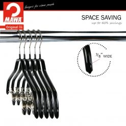 MAWA Silhouette, 40-FK, Pant Bar With Two Clips, Black MAWA HANGERS
