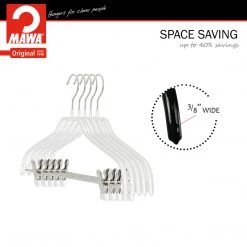 MAWA Silhouette, 40-FK, Pant Bar With Two Clips, White MAWA HANGERS