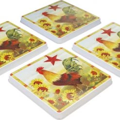 Reston Lloyd Ltd. Square Tin Burner Cover, Morning Rooster CALYPSO BASICS