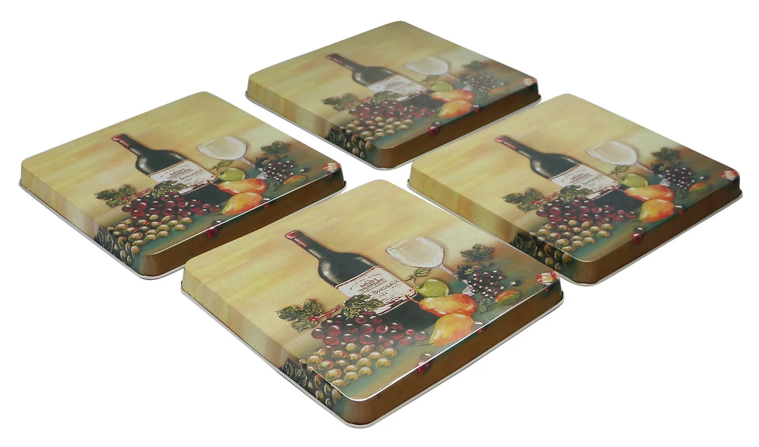 Reston Lloyd Ltd. CALYPSO BASICS Square Tin Burner Cover, Wine & Vine 3 Reston Lloyd Ltd. CALYPSO BASICS Square Tin Burner Cover, Wine & Vine