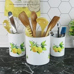 Calypso Basics 3pc Plastic Utensil Holders, Fresh Lemons