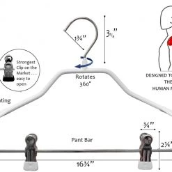 MAWA MAWA HANGERS BodyForm, 42-LK, Pant Bar With Clips, White 13 MAWA MAWA HANGERS BodyForm, 42-LK, Pant Bar With Clips, White